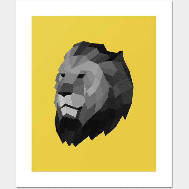 Geometric Lion Head Wall Art by shaldesign